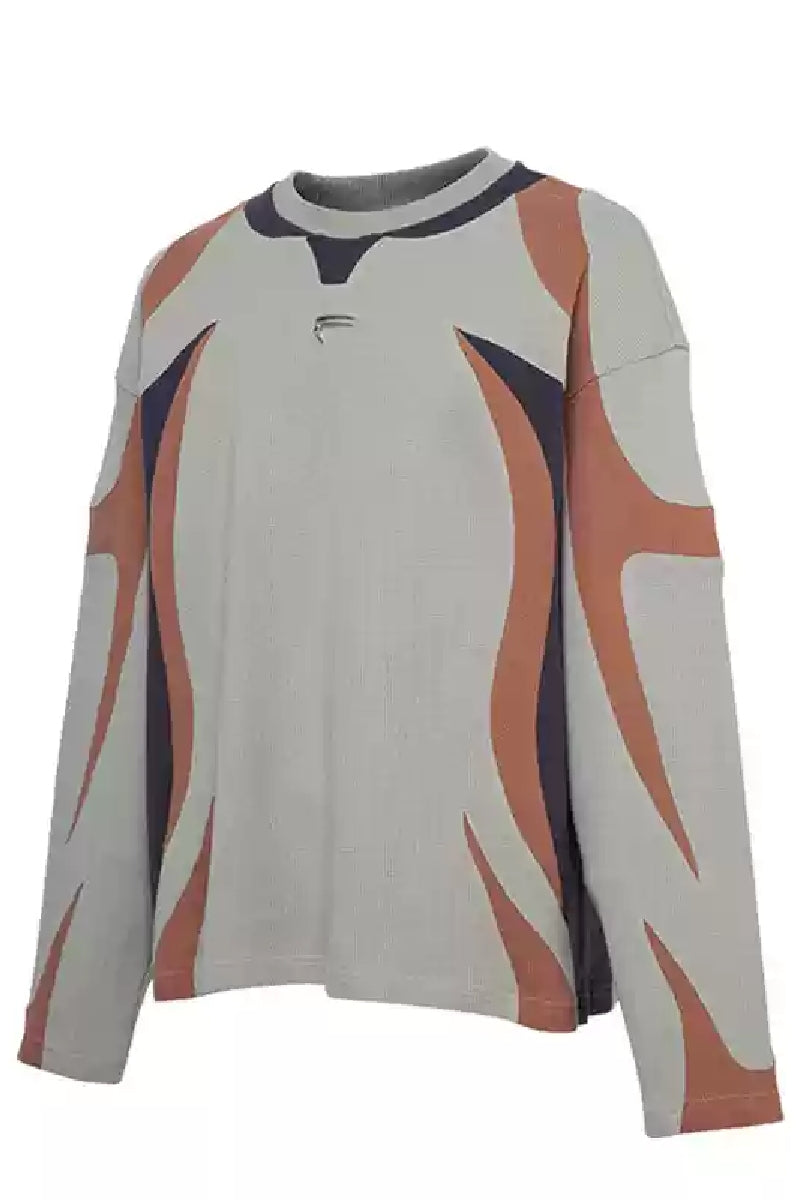 Retro Colorblock Waffle Sweatshirt