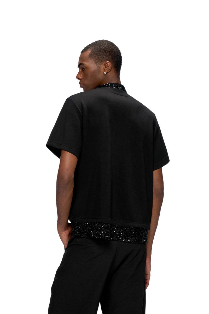Sequin Panel Heavyweight Polo