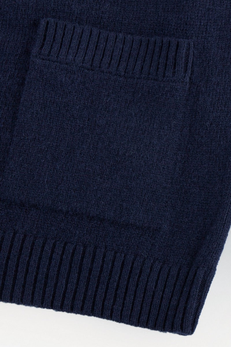 Wool Knit High Neck Cardigan