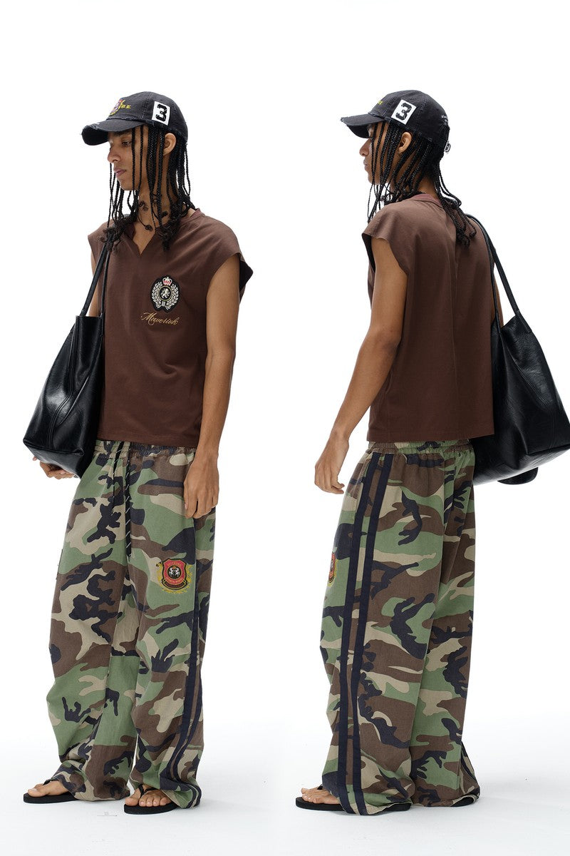 Frayed Embroidered Sleeveless Tee