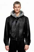 Fur Hood Padded Biker Jacket