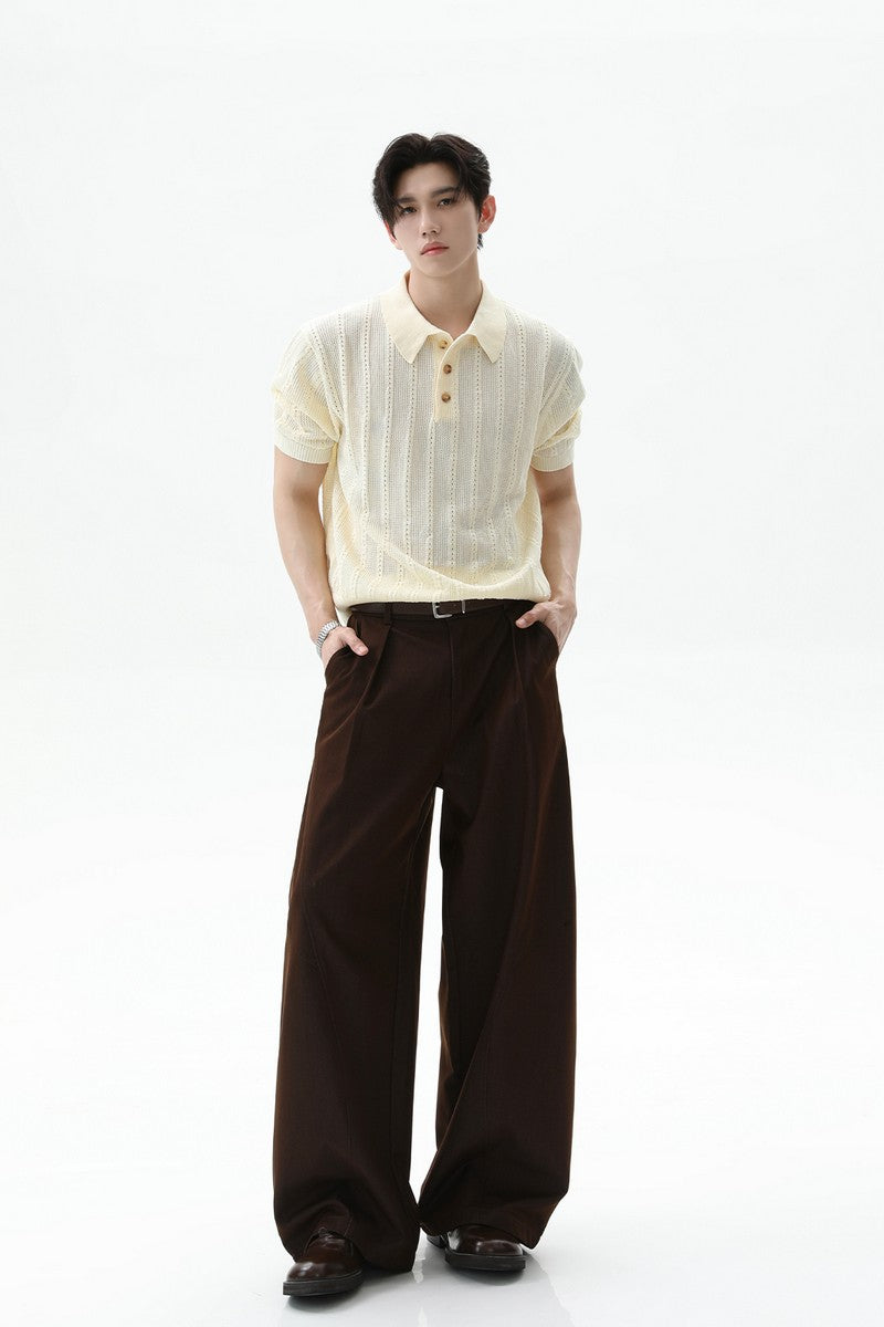 Textured Vintage Knit Polo Tee