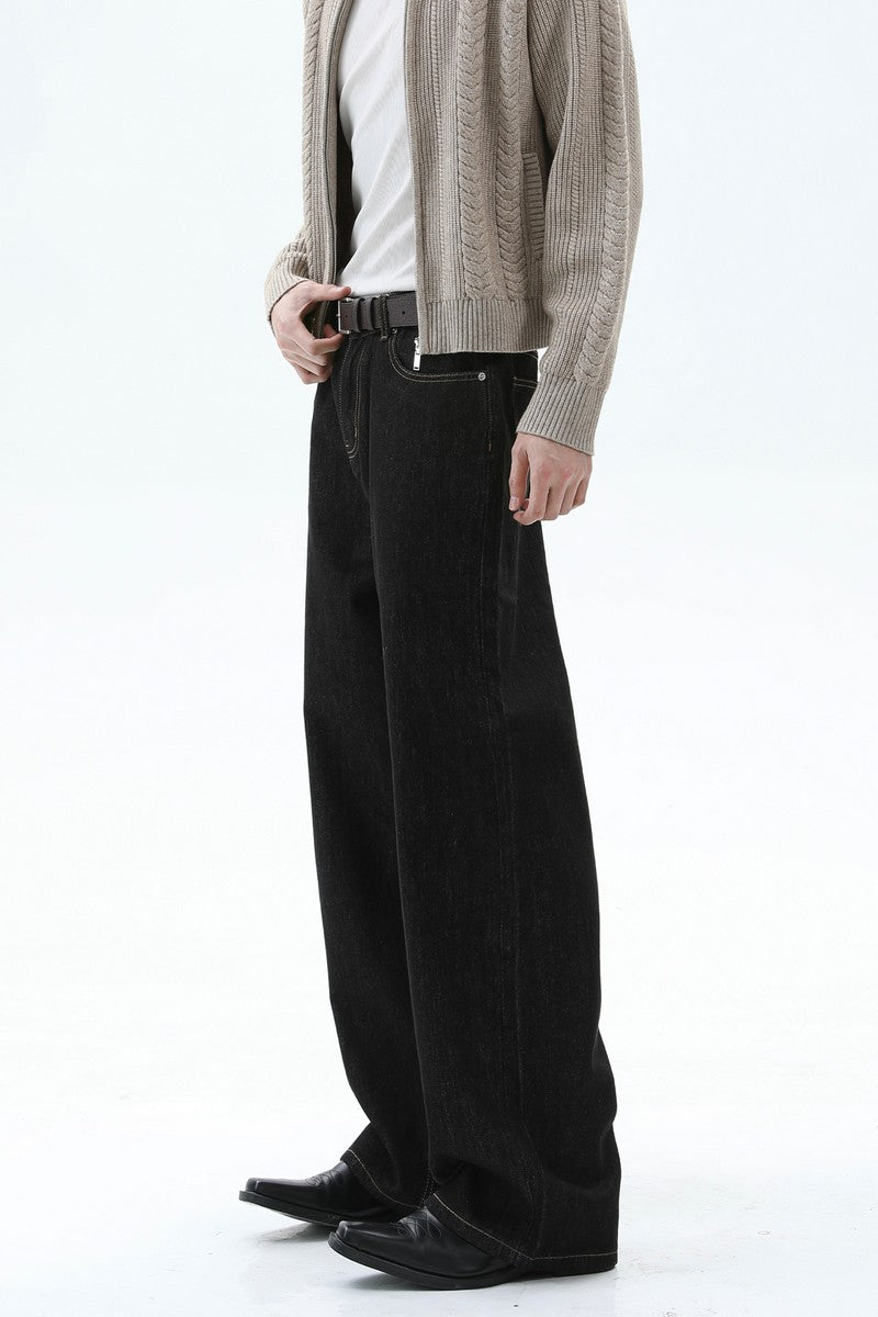 Raw Denim Straight Leg Jeans