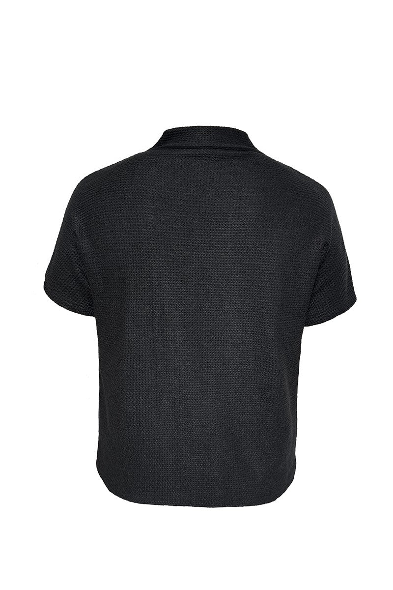 Textured Cowl Sleeve Tee