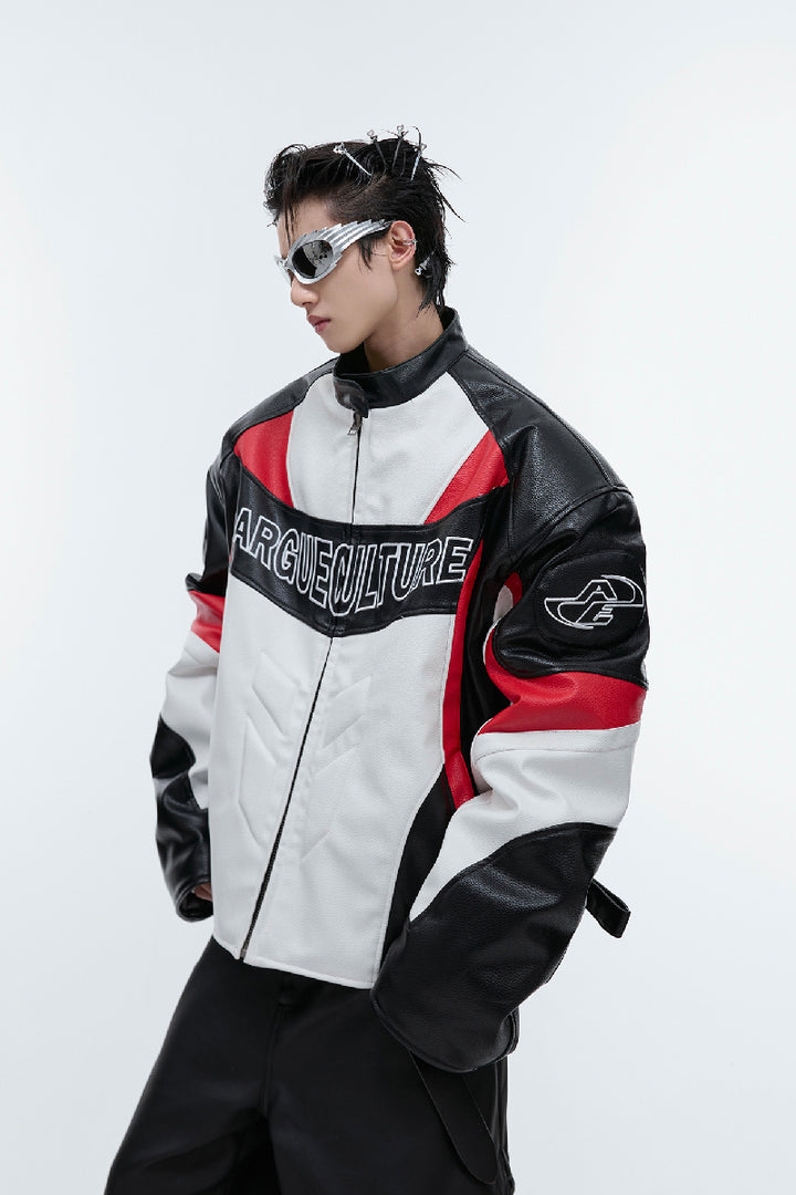 Deconstructed Colorblock Moto Jacket