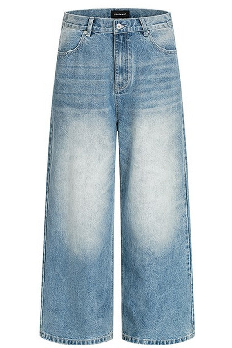 Straight Washed Dragging Jeans