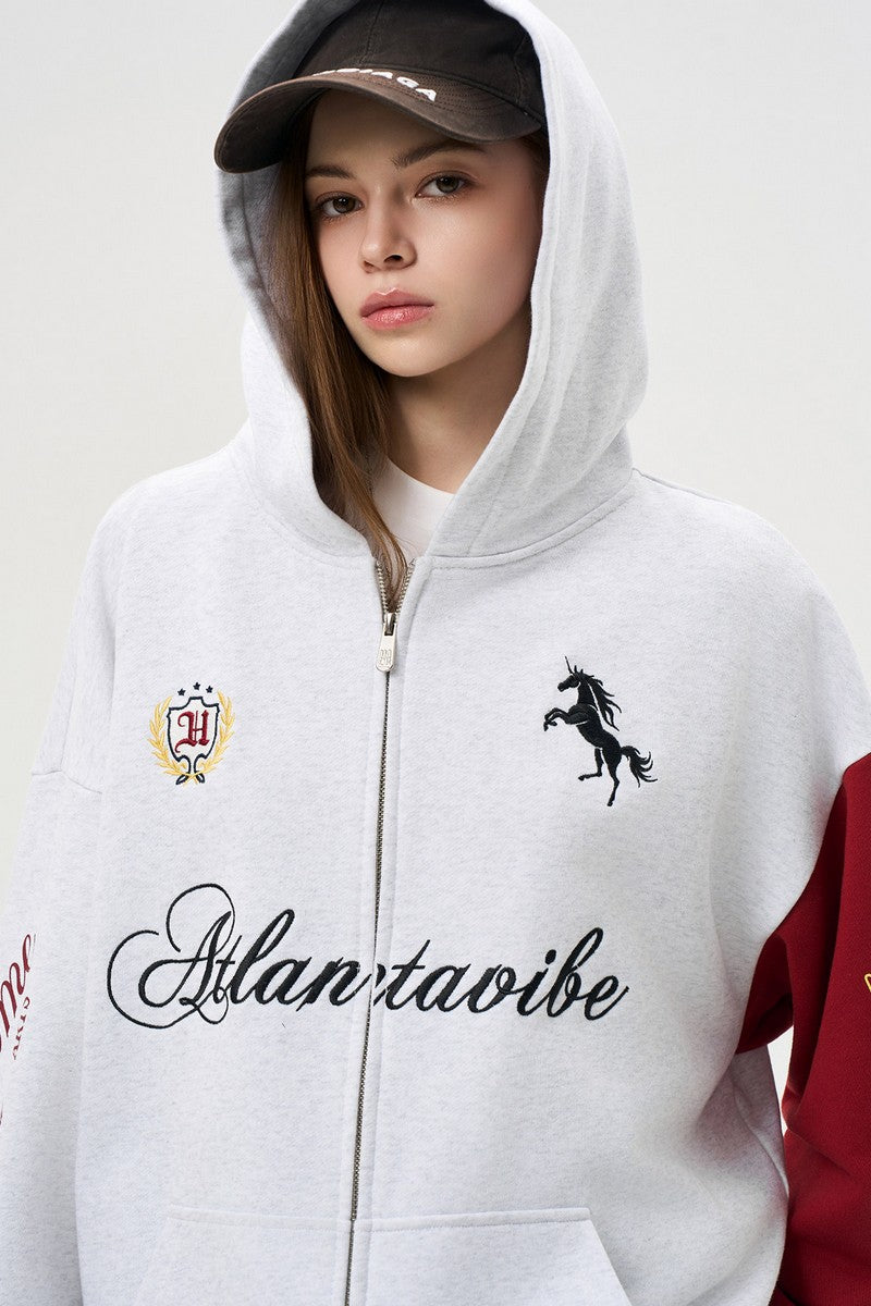 Contrast Sleeve Zip Hoodie