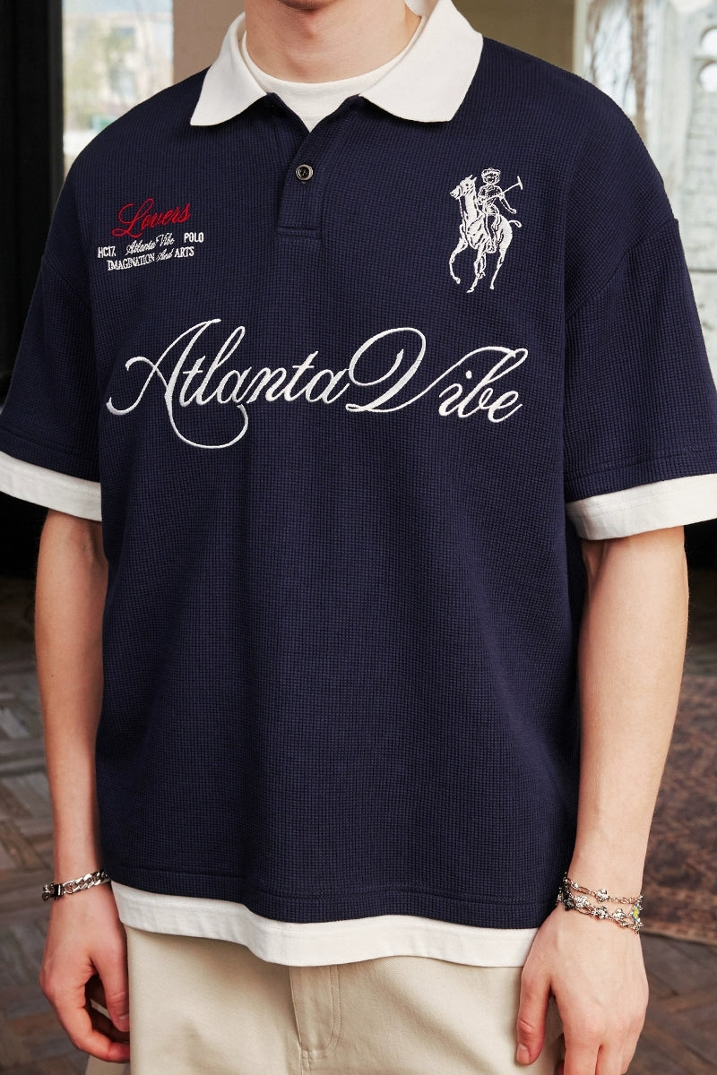 Layered Embroidered Crest Polo