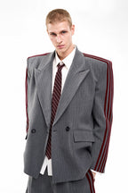 Striped Padded Shoulder Blazer