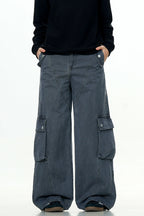 Deconstructed Wide-Leg Cargo Pants