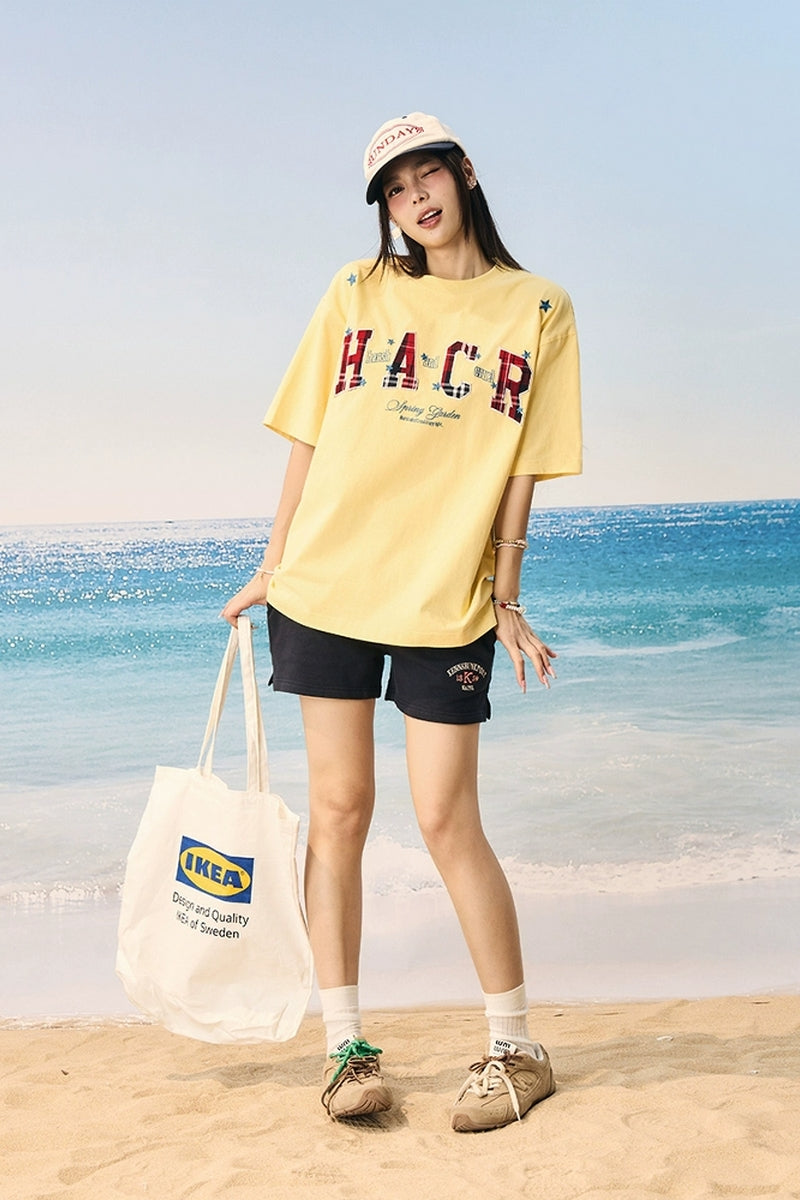 Star Grid Patchwork Couple T-Shirt