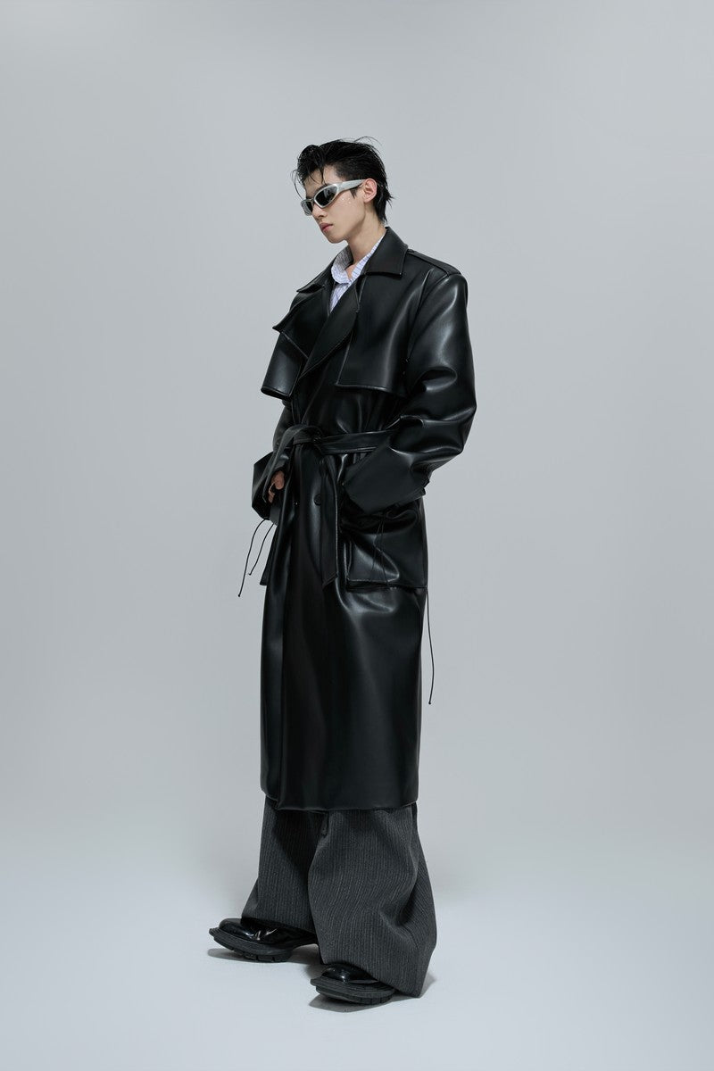 Deconstructed Belted Leather Trench