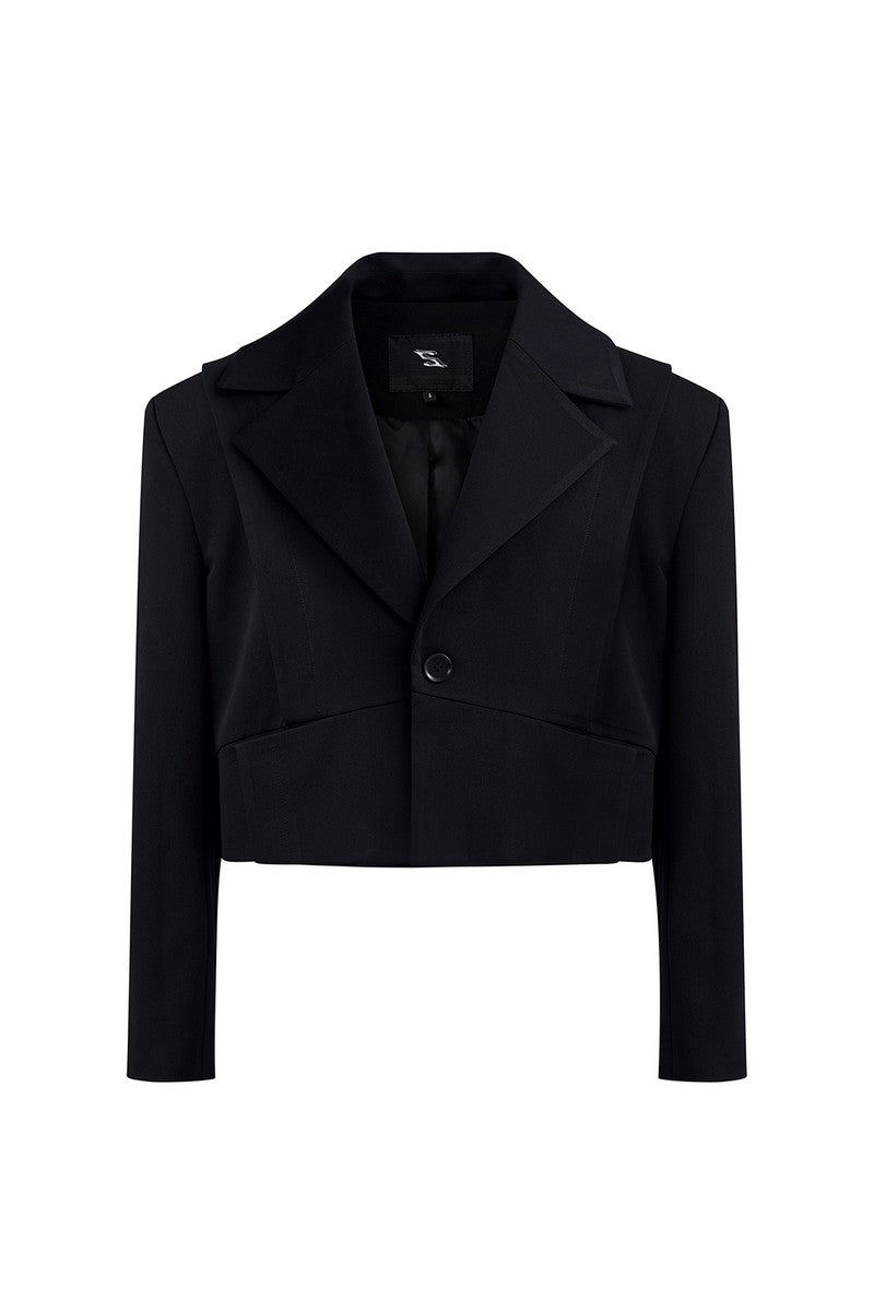 Embroidered Leather Patch Blazer