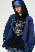 Retro Colorblock Graphic Hoodie