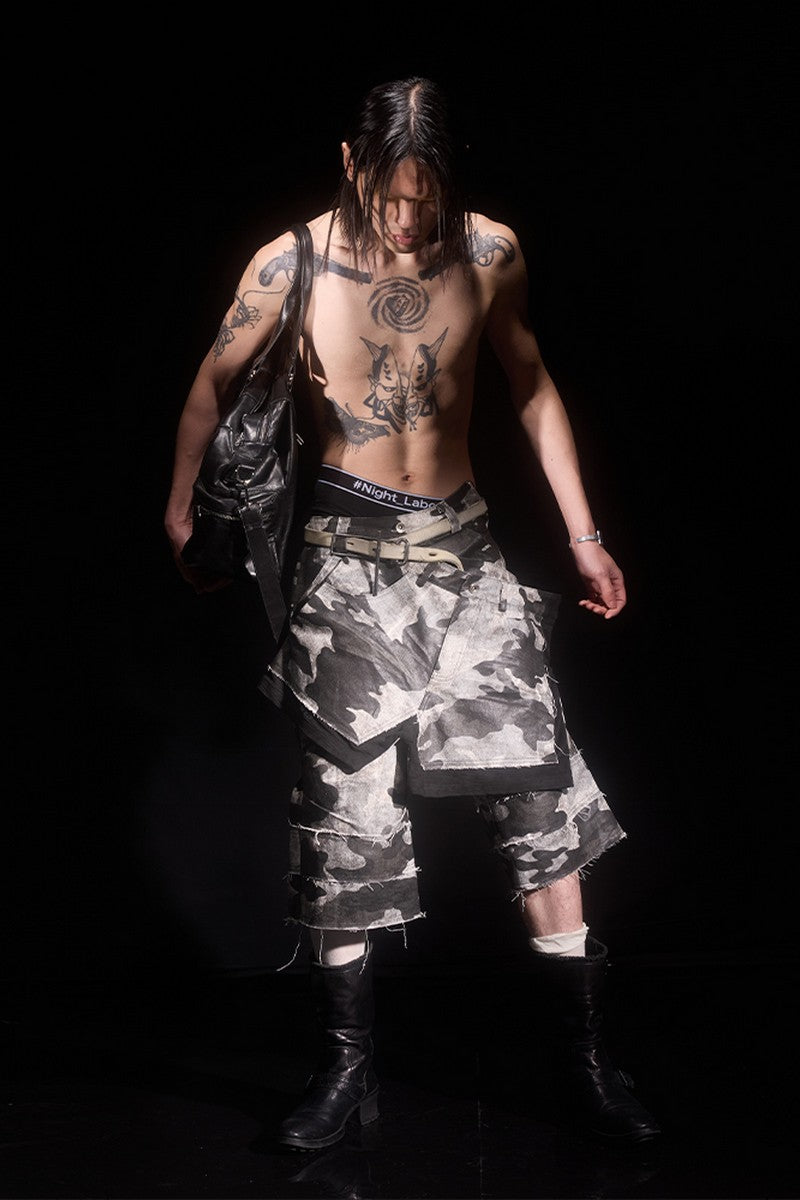 Camo Waxed Zip Shorts