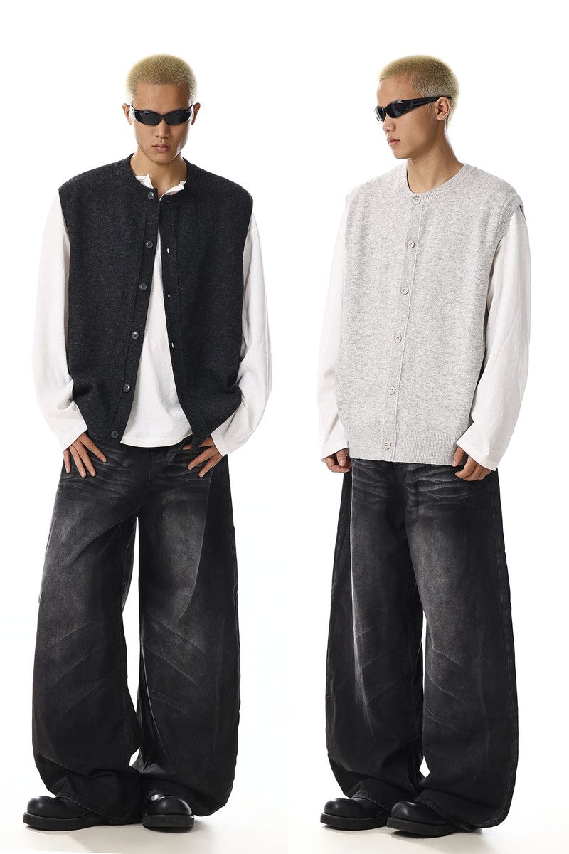 Layered Knit Vest Cardigan