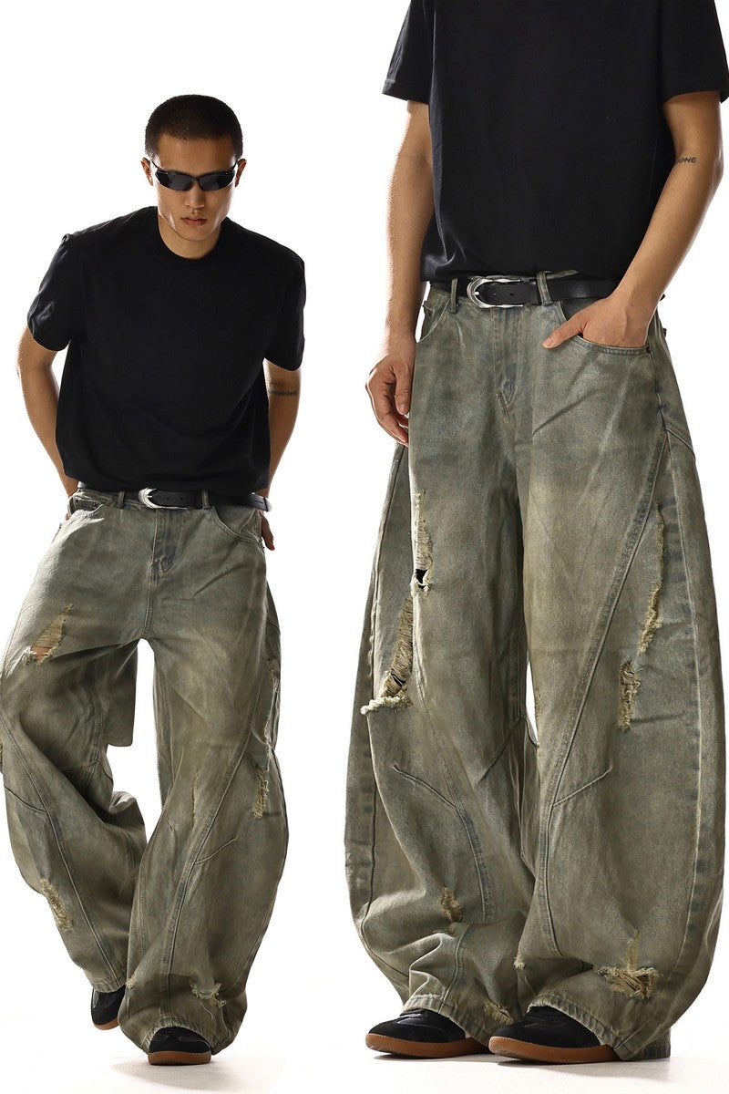 Vintage Washed Distressed Blade Jeans