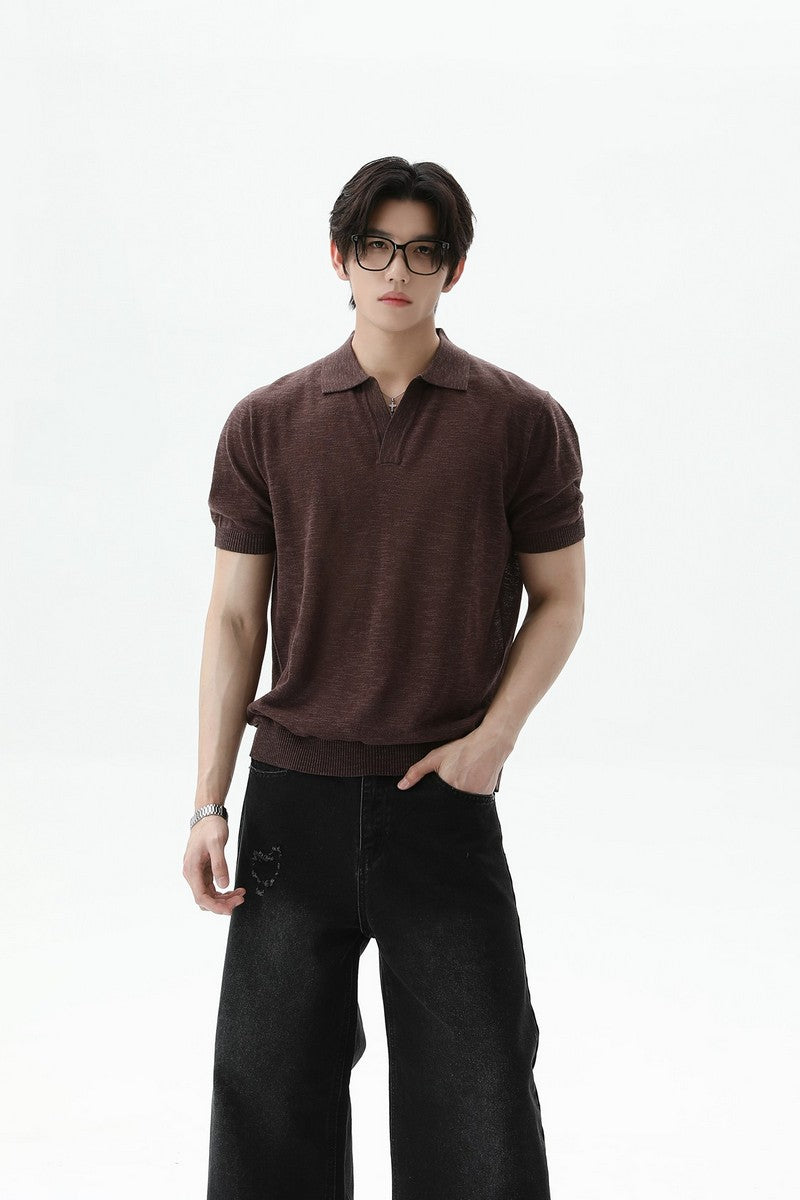 Textured V-Neck Lightweight Tee