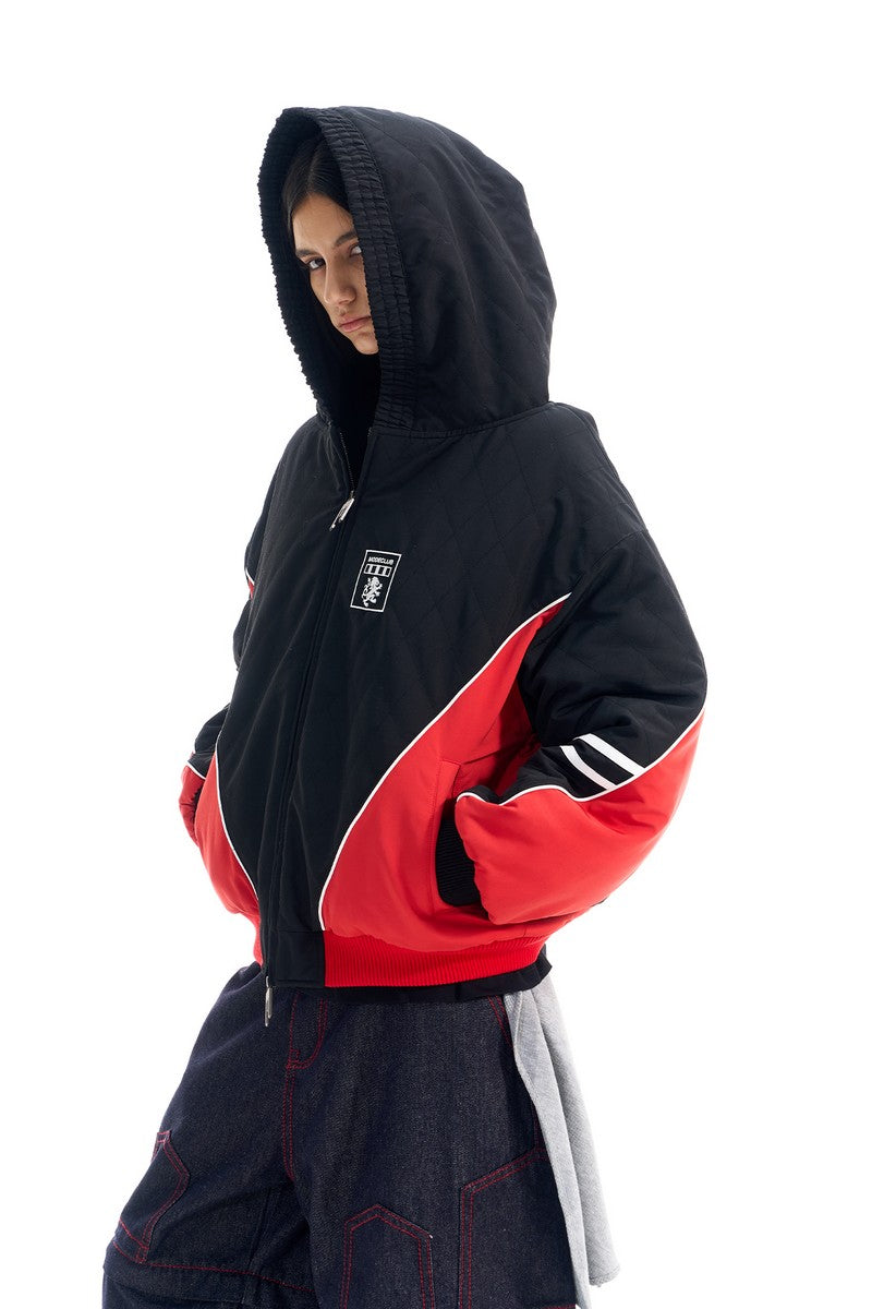 Diamond Patchwork Hooded Puffer