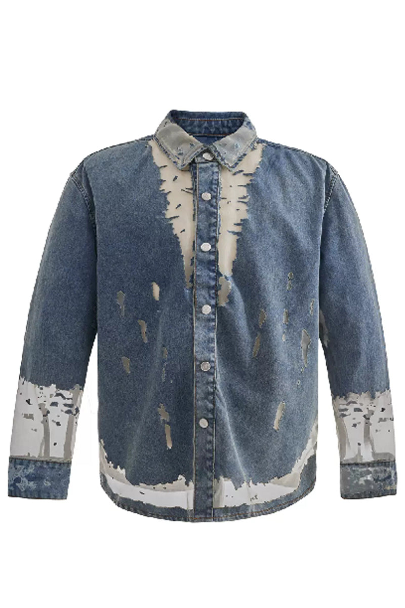 Deconstructed Lace Denim Shirt