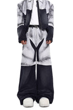 Painted Distressed Leather Patch Jeans