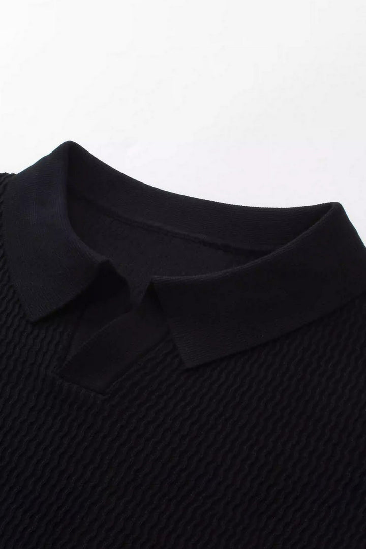 Textured Silk Knit Polo