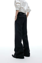 Lipstick Print Pleated Flare Trousers