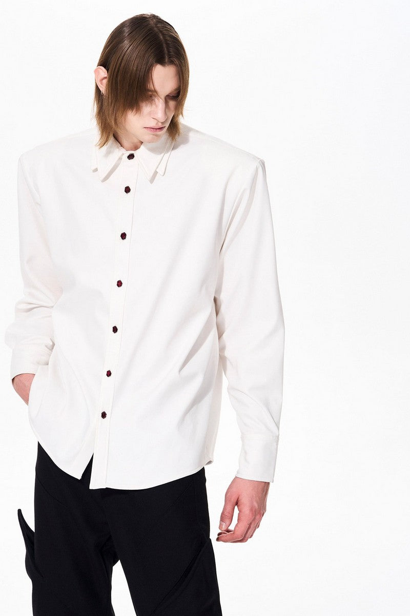 Double Collar Padded Dress Shirt