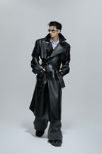 Deconstructed Belted Leather Trench