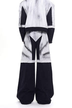 Painted Distressed Leather Patch Jeans