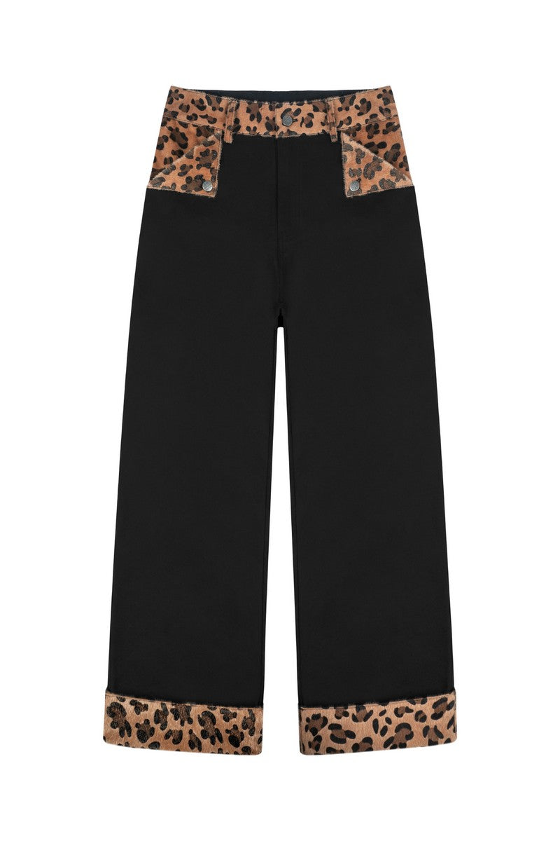 Animal Patchwork Wide Leg Pants