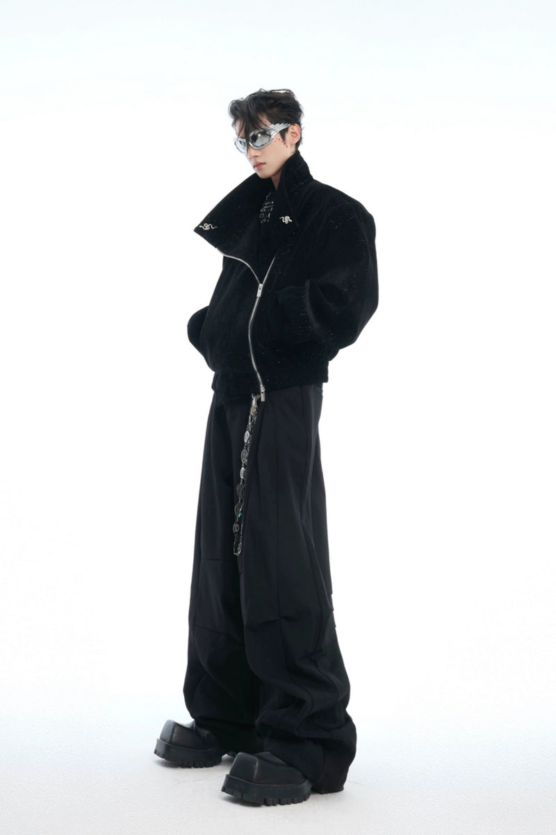 Double-Waist Layered Wide-Leg Trousers