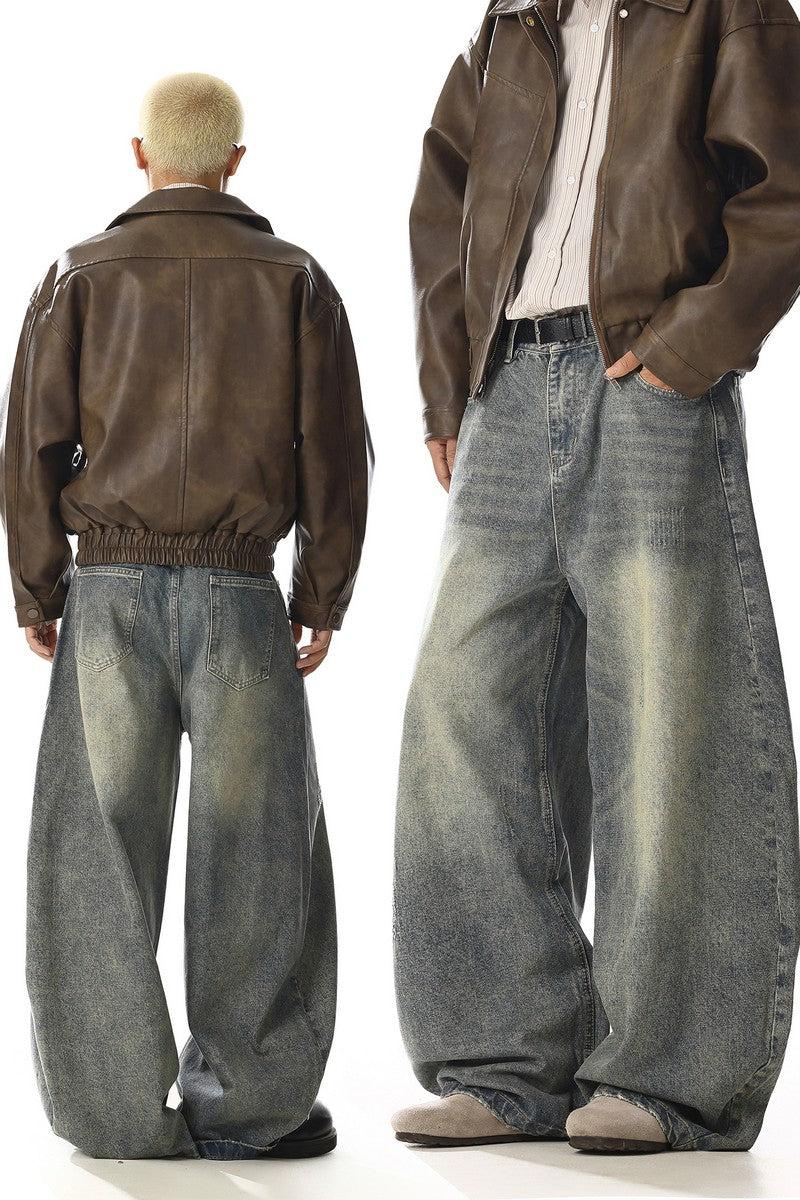 Washed Loose Straight Jeans