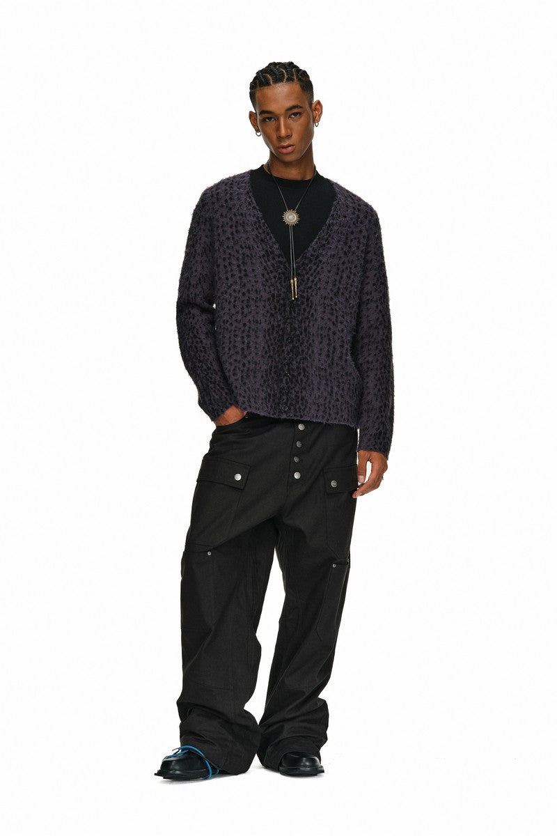 Leopard V-Neck Knit Cardigan