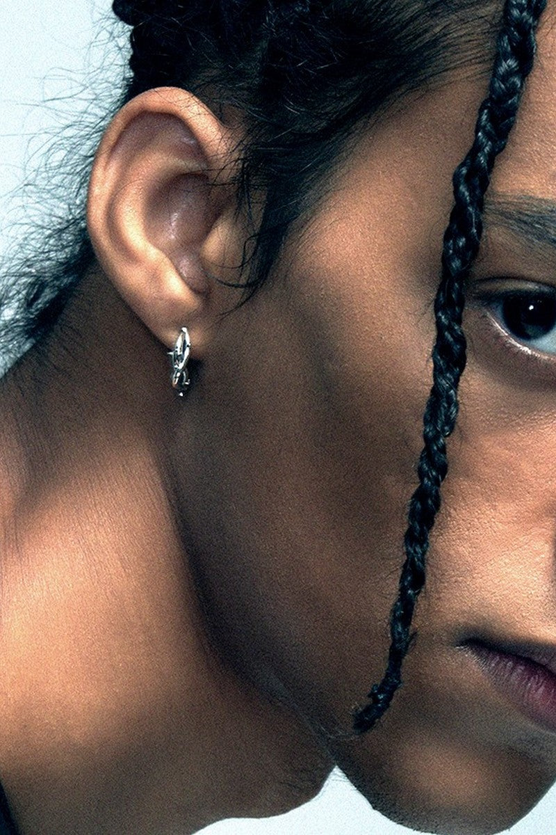 Silver Thorn Hoop Earrings
