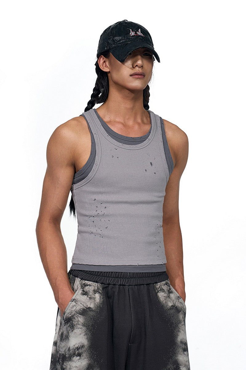 Layered Distressed Fitted Tank