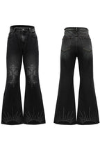 Washed Rhinestone Flare Jeans