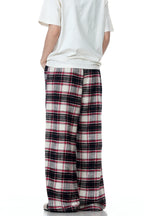 Plaid Relaxed Drawstring Trousers