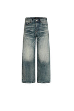 Whiskered Washed Loose Jeans