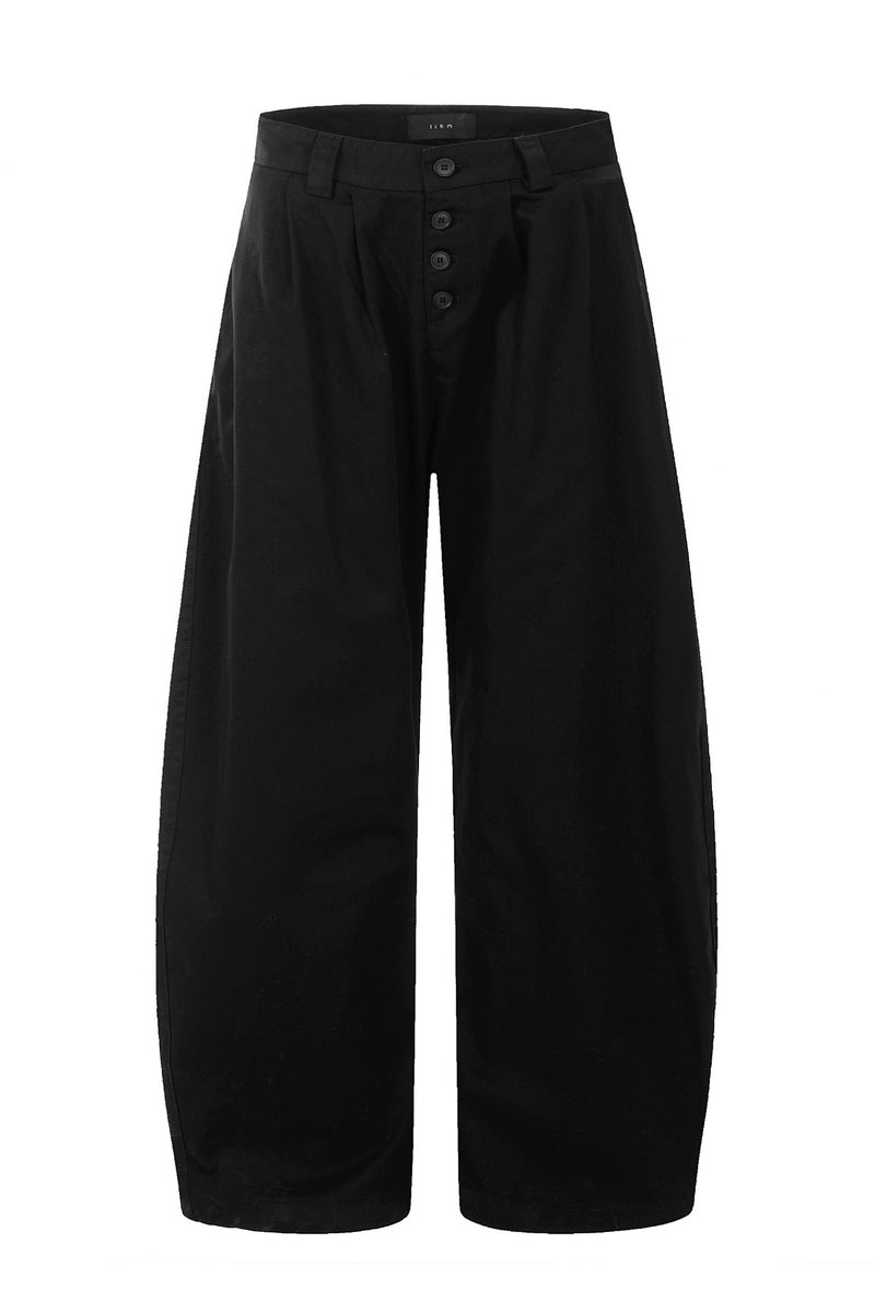 Baggy Button Wide-Leg Trousers