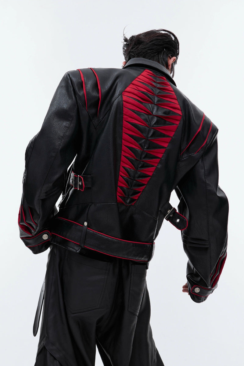 Deconstructed Spine Pleated Moto Jacket - Argue Culture – Copping Zone