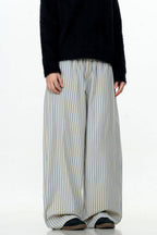Light Striped Wide-Leg Trousers