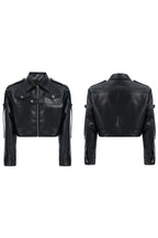 Deconstructed Cropped Leather Biker Jacket