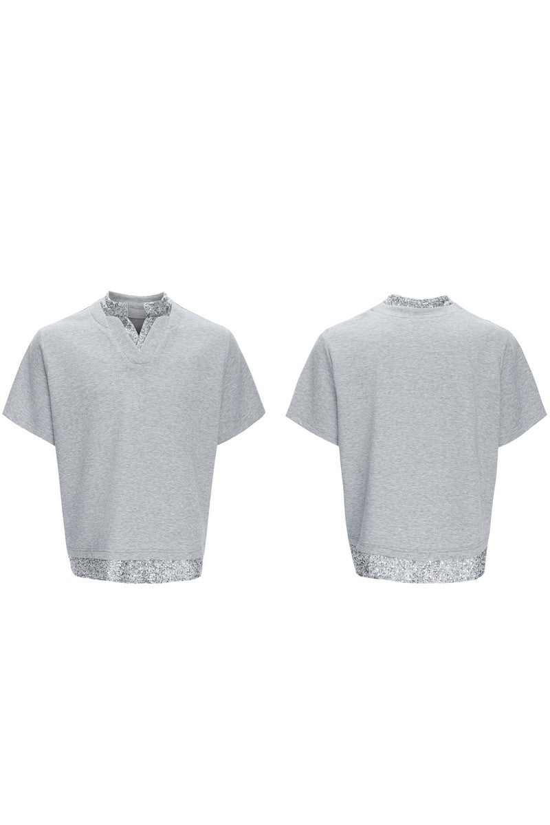Sequin Panel Heavyweight Polo