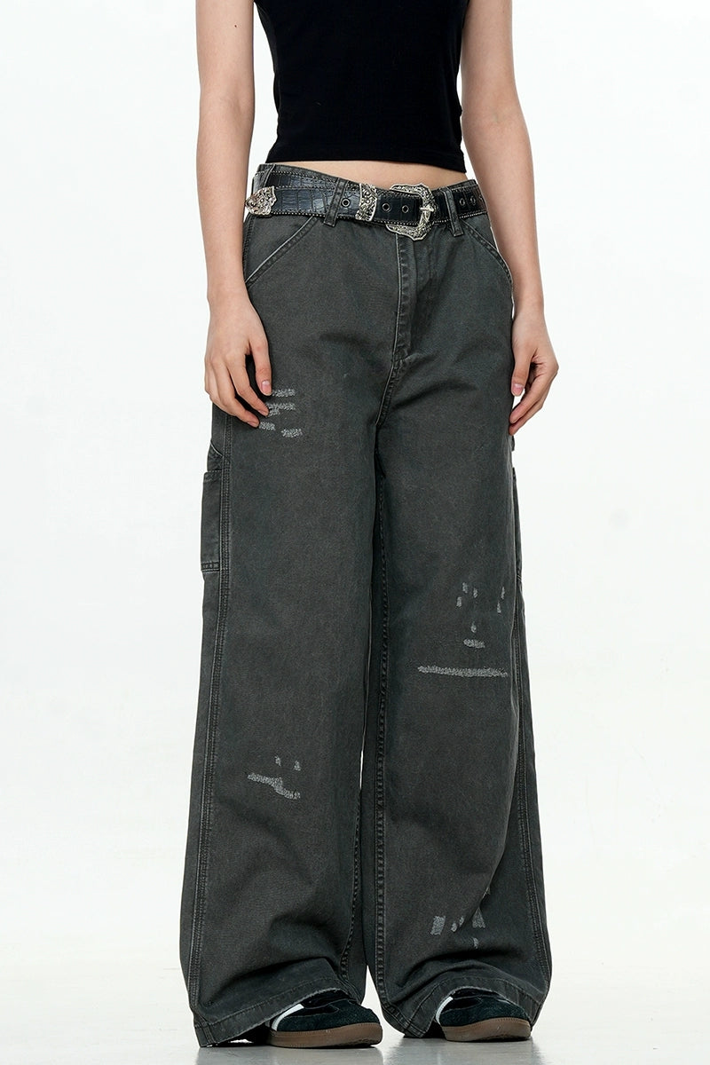Paint Splatter Straight Cargo Pants