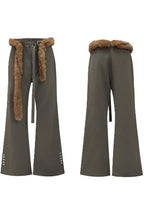 Flared Tailored Pants with Fur Belt