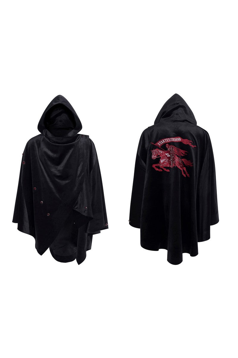 Velvet Horse Embroidery Hooded Cape