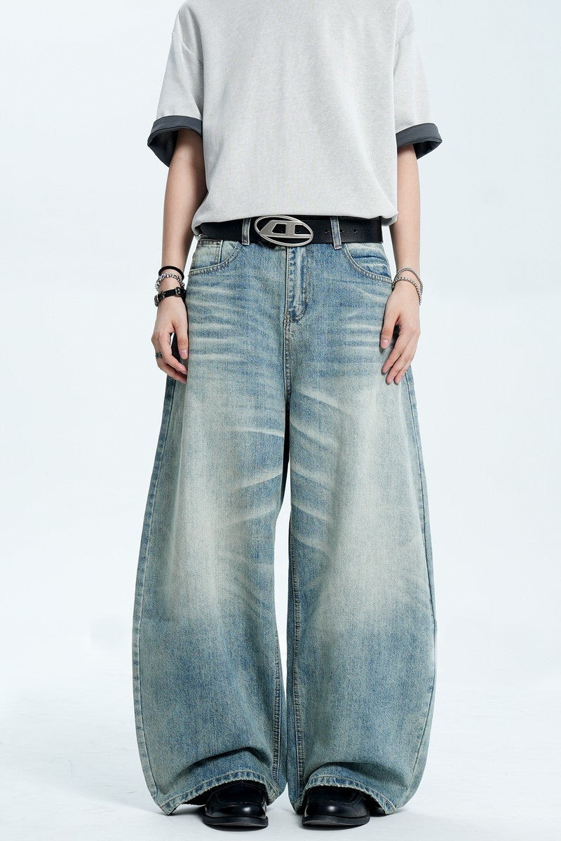 Washed Whisker Blue Jeans