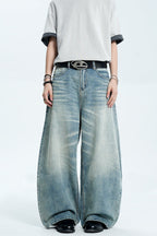 Washed Whisker Blue Jeans