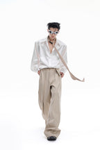 Pleated Straight Leg Trousers